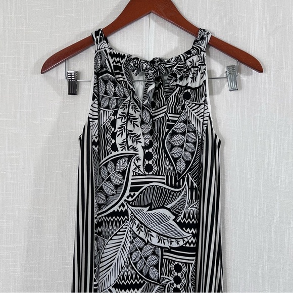 Chicos Tropical Print Flattering Stripes Halter Keyhole Tie Neck Maxi Dress 0P - Picture 11 of 15